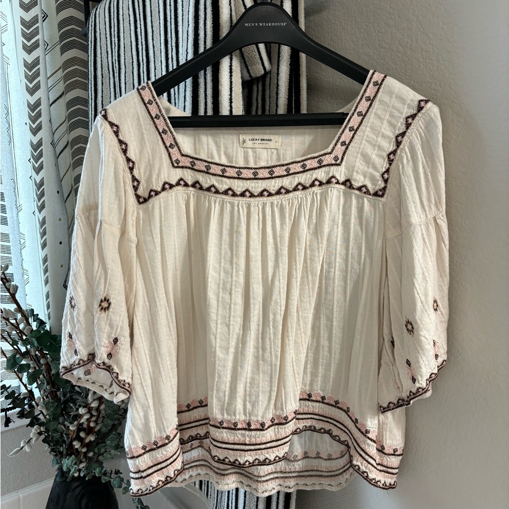 Lucky Brand Women’s Boho Square Neck Shirt